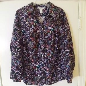CJ BANKS Colorful Swirls Career Jacket Top 2X